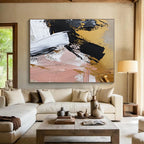 Gold Accented Abstract Strokes Abstract Painting with Luxurious Flair WINK056