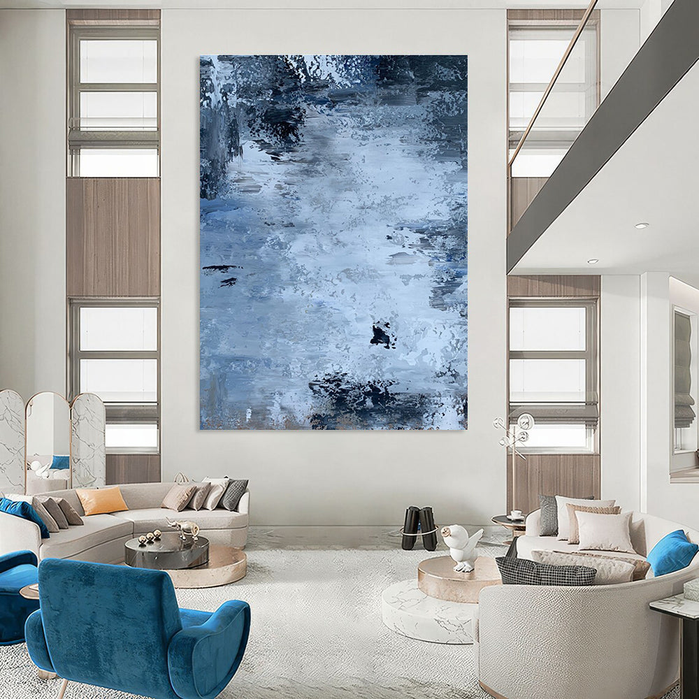 Subtle Blue - Gray Abstract Textures Painting for Calm Interiors HENG251