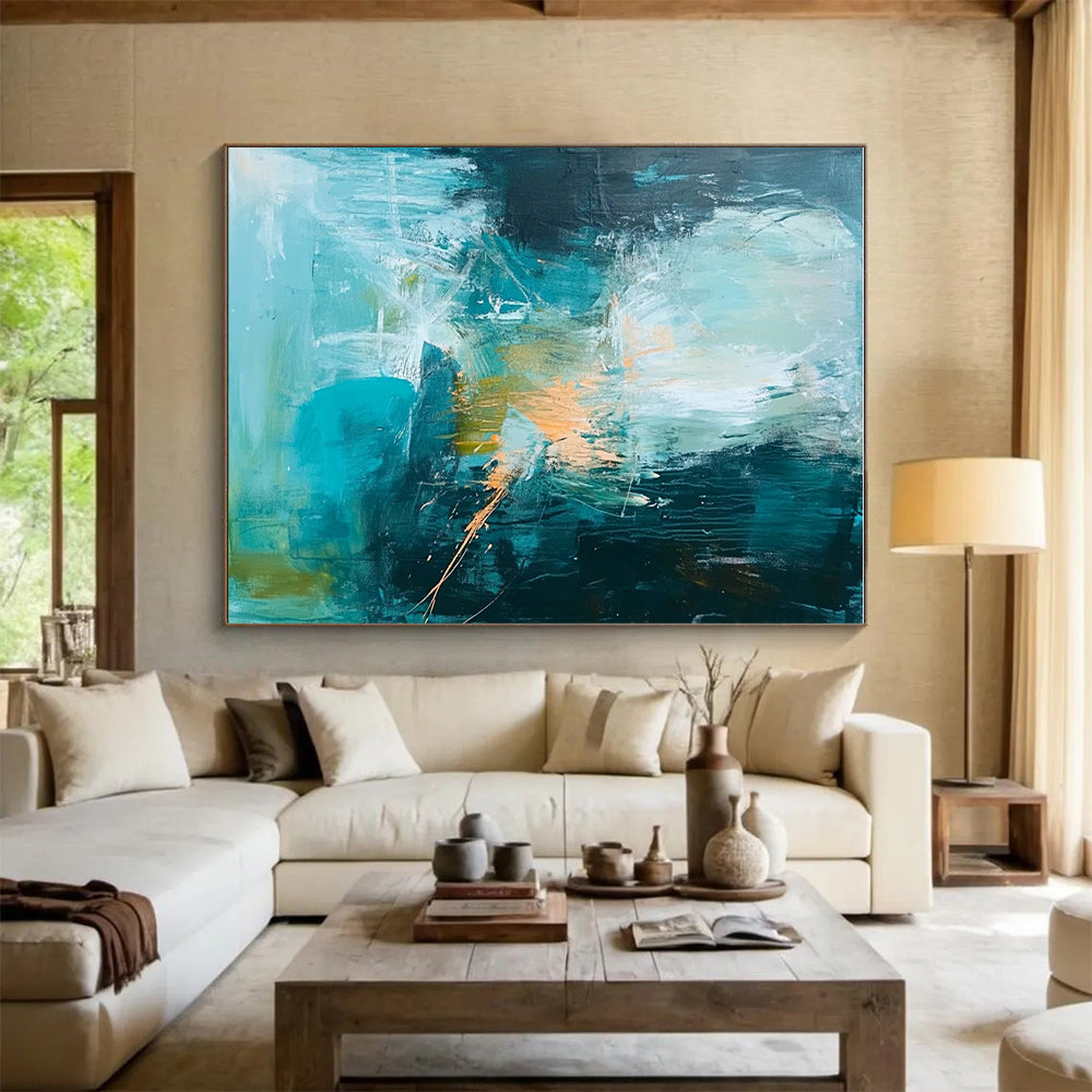 Teal Orange Abstract Painting with Dynamic Contrast WINK588