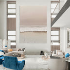Minimalist Beige and White Abstract Painting of Quiet Serenity GAB0086