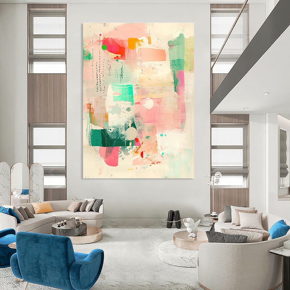 Colorful Collage Abstract Vibrant Mixed - Media Art GAB0356