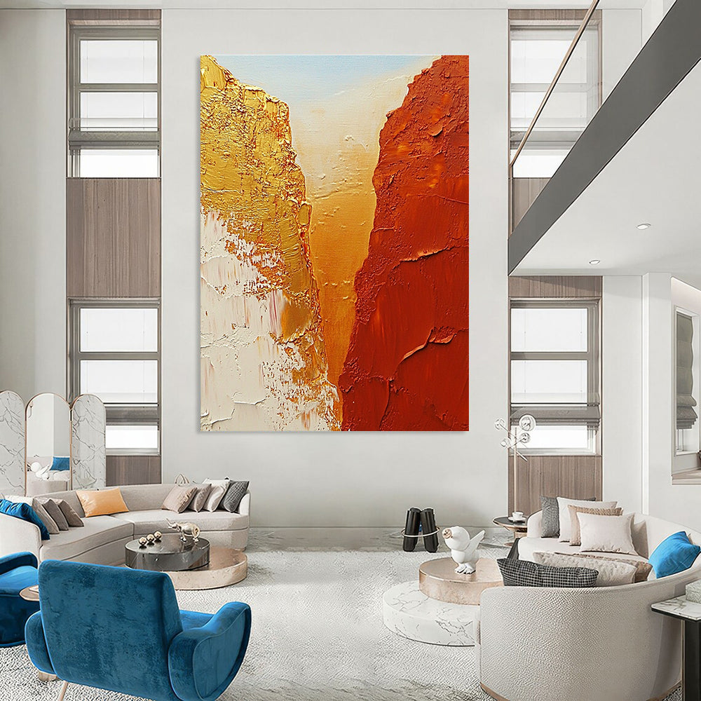 Gold and Rust Abstract Painting for Luxury Desert Resort Lobbies GAB1177