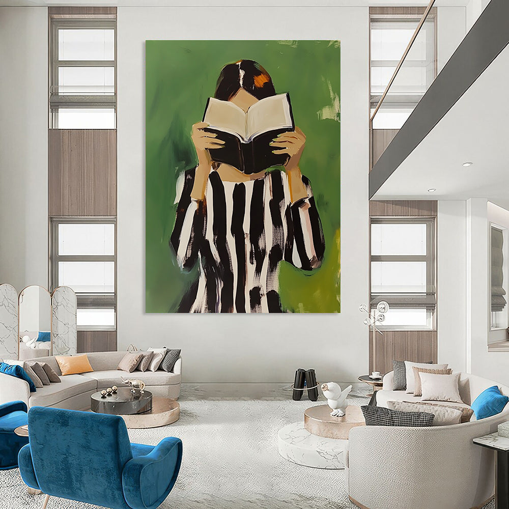Woman Reading with Book - Intimate Narrative Abstract Painting GAB0417