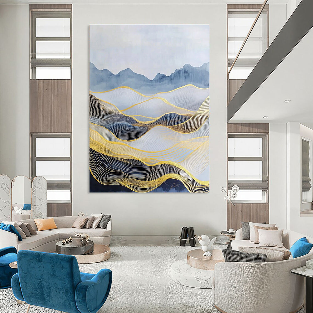 Golden Wave Mountainscape - Opulent Landscape Abstract Art GAB0414