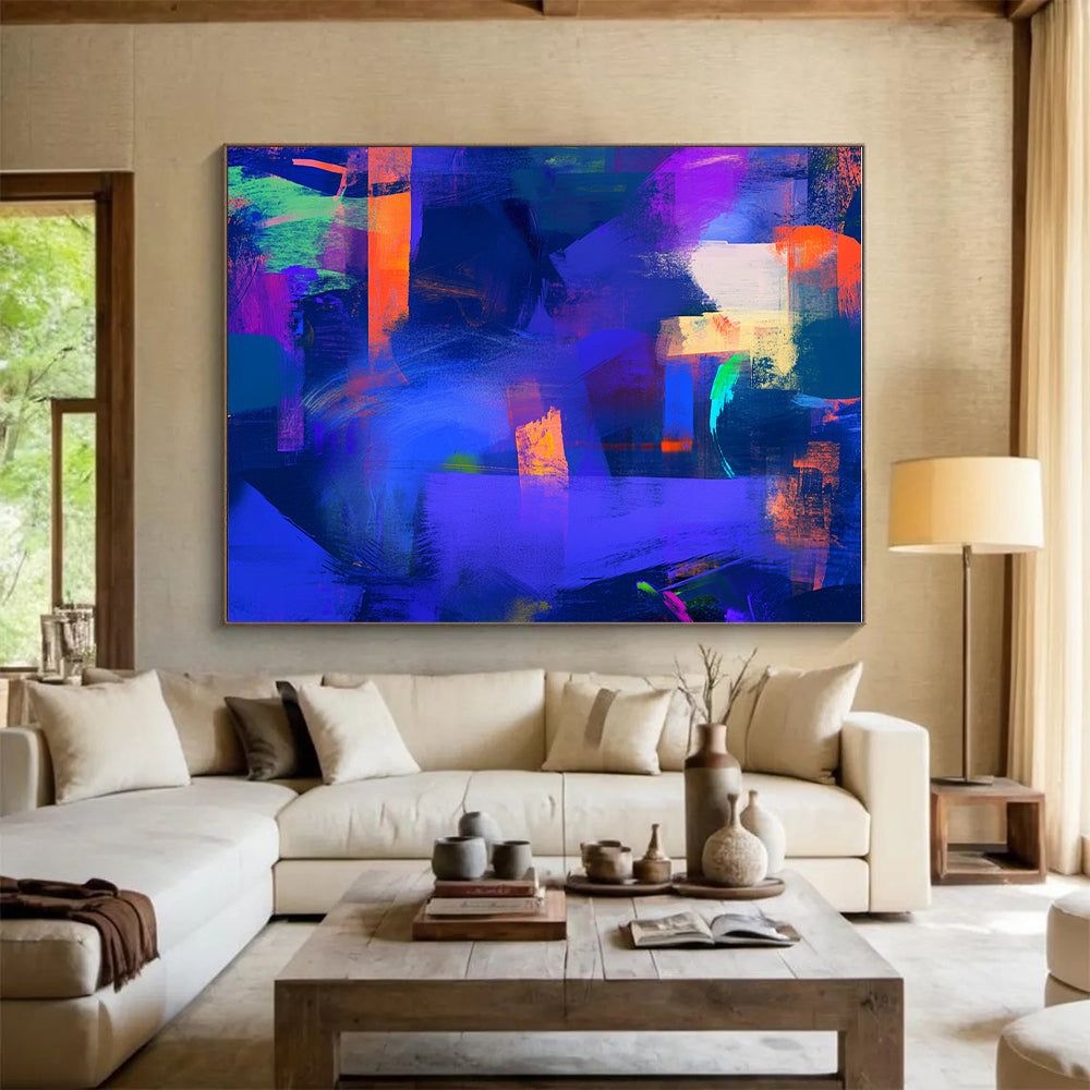Purple - Blue Abstract Fusion Painting with Mysterious Allure WINK407
