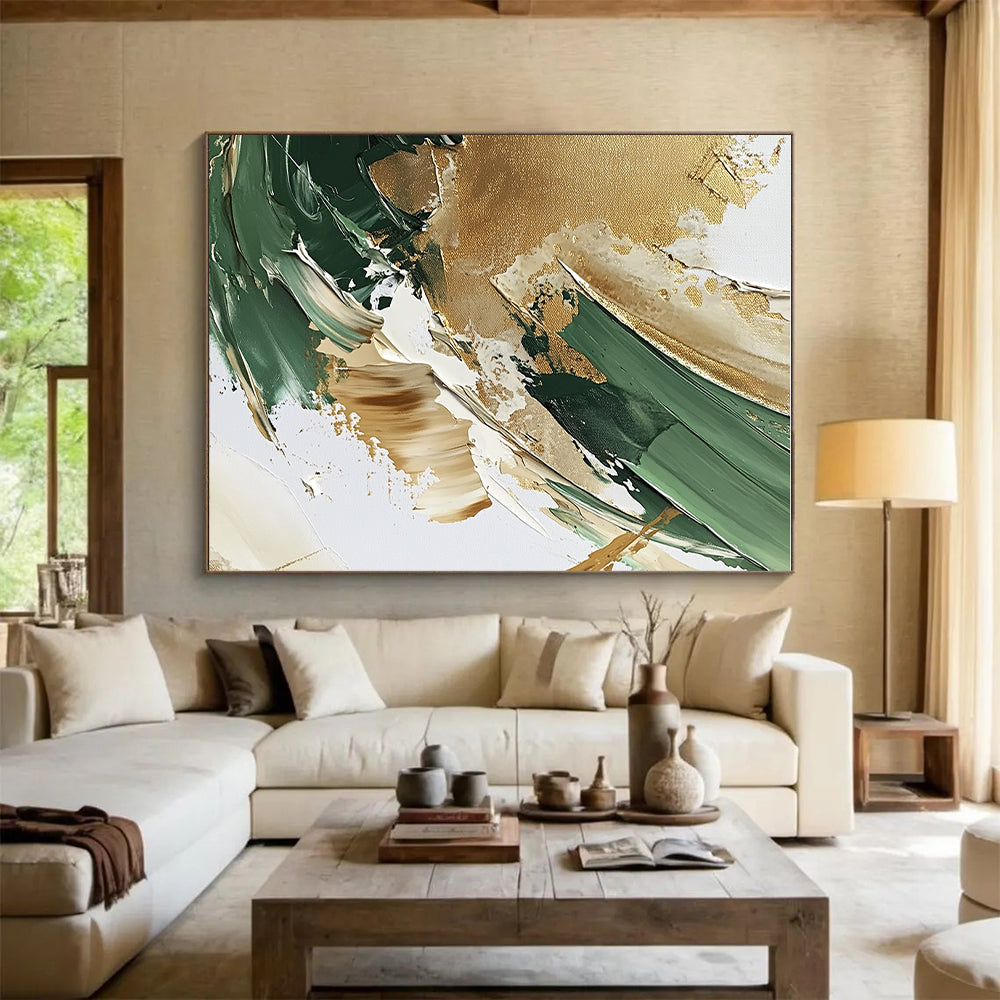 Green Gold Abstract Textures Painting with Nature - Inspired Hues WINK647