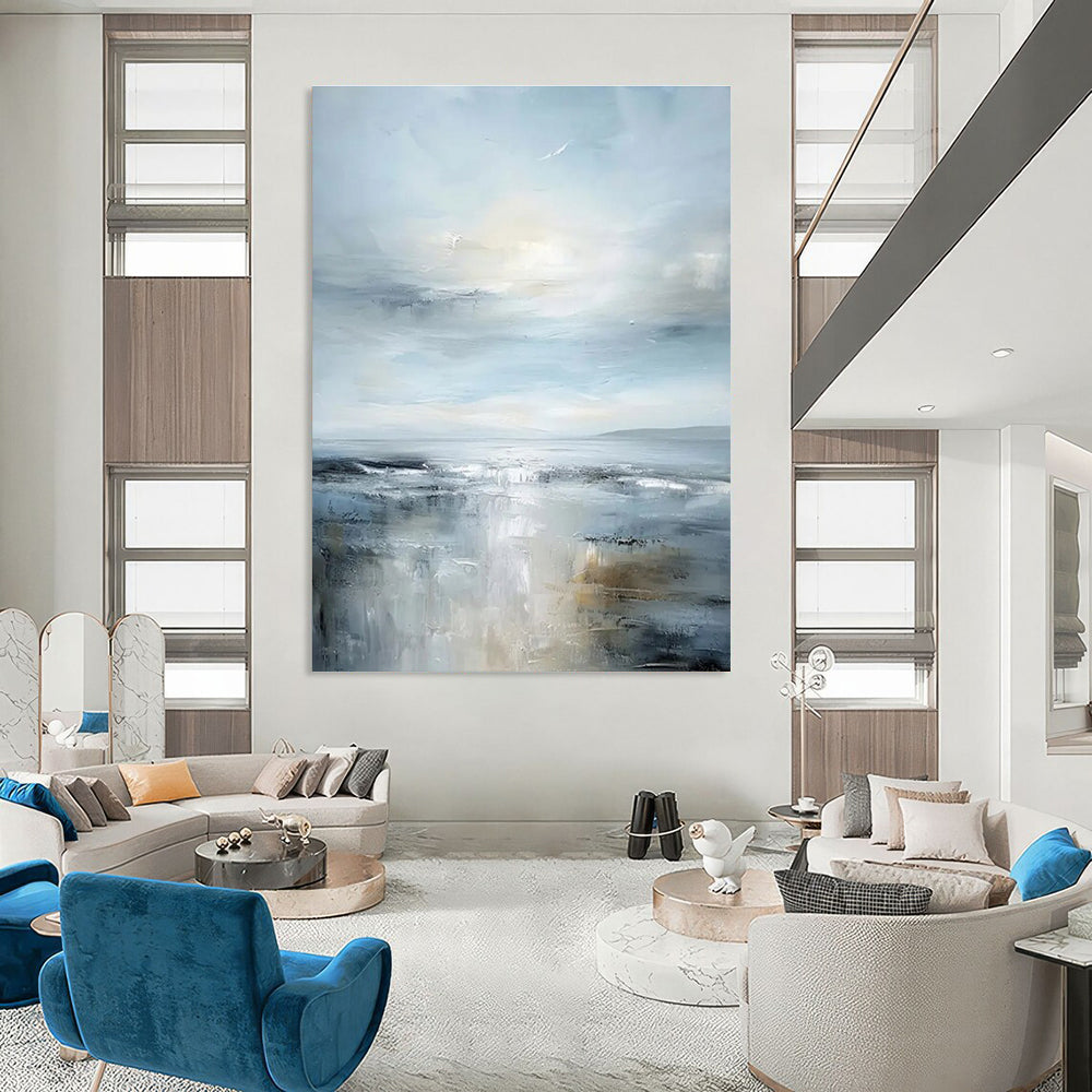Calm Seascape Abstract Painting for Coastal Bedroom Retreats HENG059