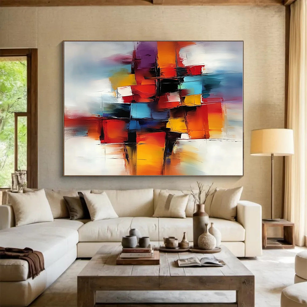 Colorful Cubic Abstract Painting with Vibrant Blocks WINK670