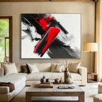 Red - Black - White Abstract Painting with Passionate Contrast WINK369