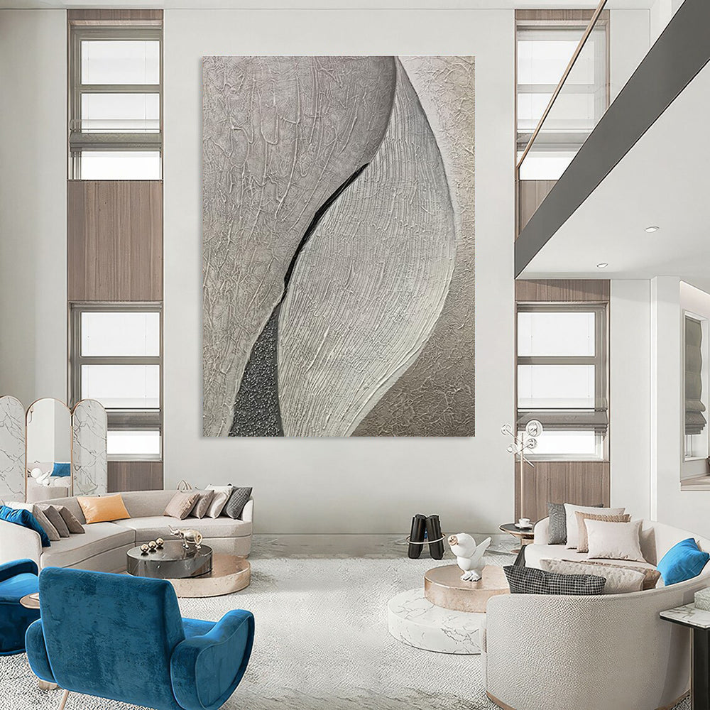 Textured Gray Leaf - Like Abstract Painting for Nature - Inspired Spas HENG524