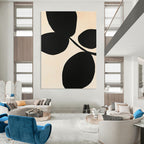 Branch with Black Leaves Abstract Painting of Graphic Botany GAB0217