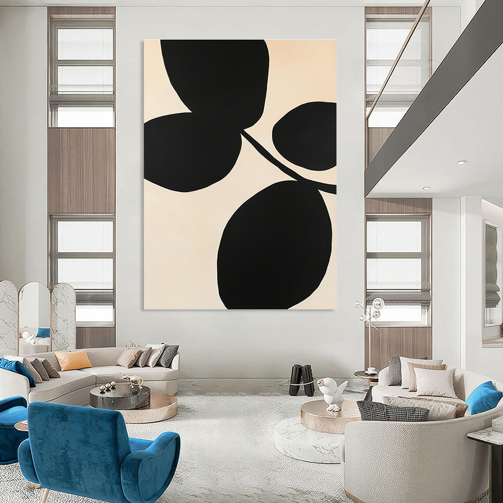 Branch with Black Leaves Abstract Painting of Graphic Botany GAB0217