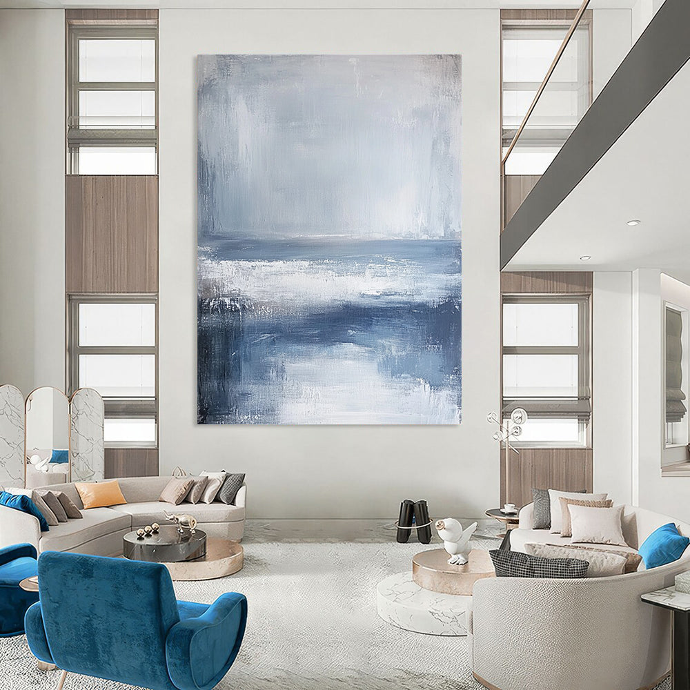 Gray and Blue Abstract Sea - Muted Coastal Abstract Art GAB0479
