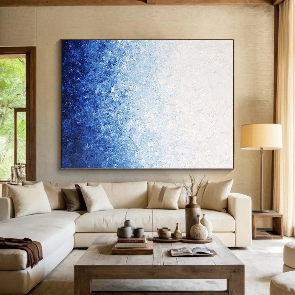 Blue Gradient Abstract Painting with Calming Depth WINK393