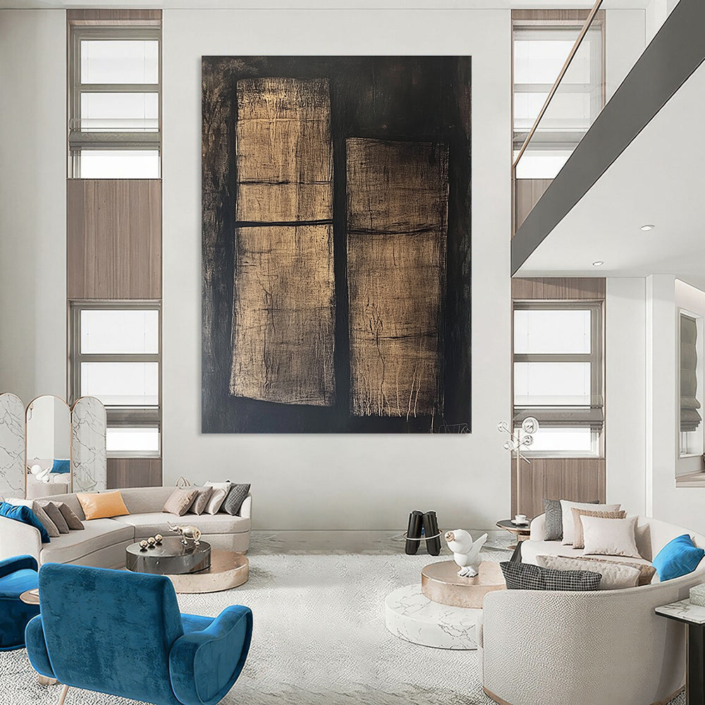 Textured Dark Abstract Painting for Industrial - Style Home Theaters GAB1176