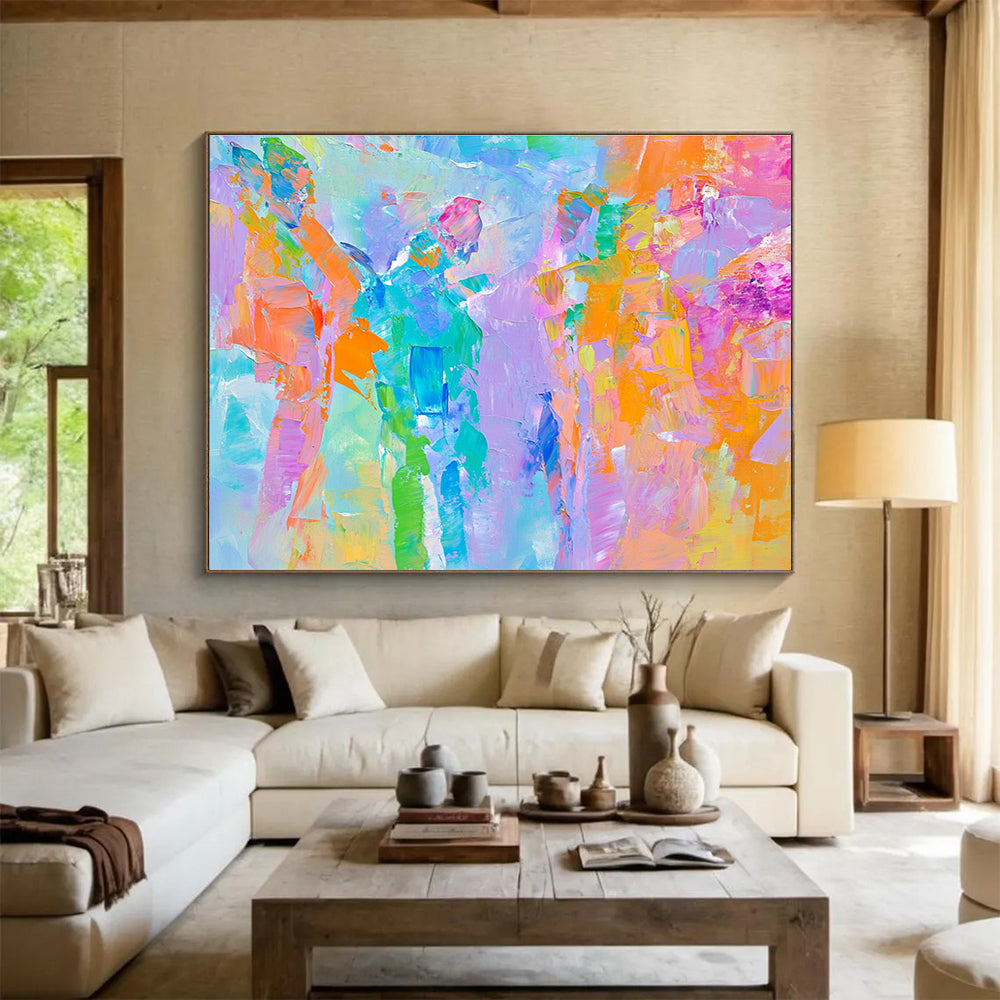 Colorful Patchwork with Vibrant Brushstrokes Abstract Painting ABS344