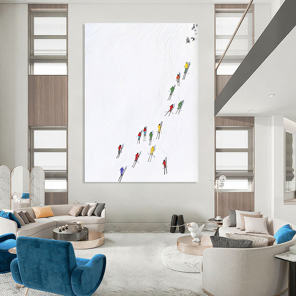 Skiers on Snow Abstract Painting of Winter Sports GAB0120
