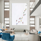 Skiers on Snow Abstract Painting of Winter Sports GAB0120