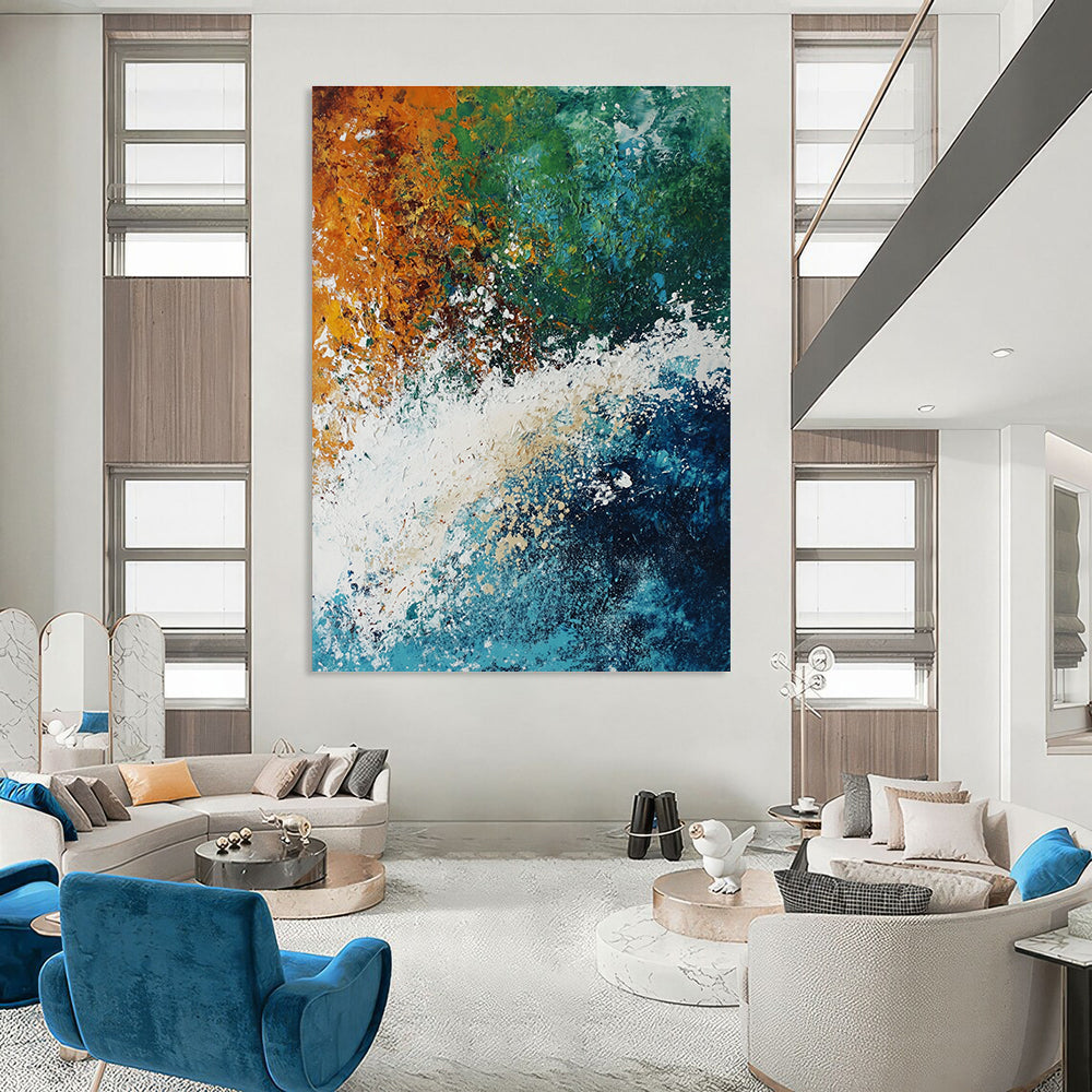 Energetic Wave Abstract Painting for Dynamic Spaces GAB0732