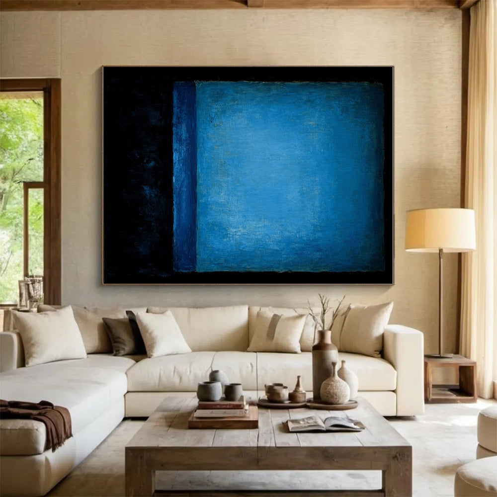 Deep Blue Monochrome Abstract Painting with Quiet Intensity WINK224