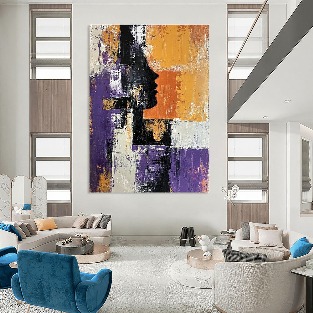 Purple and Orange Silhouette Abstract Painting for Artistic Spaces GAB0696