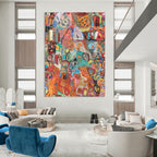 Vibrant Colorful Abstract Mosaic Painting for Lively Interiors HENG291