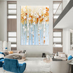Floral Birch Tree Abstract Painting for Feminine Boudoirs GAB0754