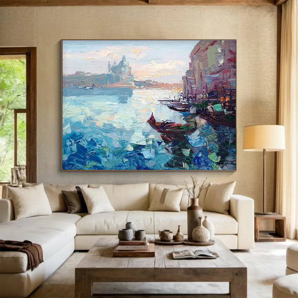 Venice Canal Repeat Abstract Painting for Italian - Inspired Home Decor Stores YHT466