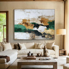 Green - Gold - Beige Abstract Painting with Earthy Opulence WINK539