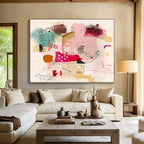 Whimsical Shape Collage Abstract Painting with Childlike Wonder WINK204