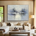 Blue - Gray Abstract Cityscape with Reflected Textures Abstract Painting ABS334