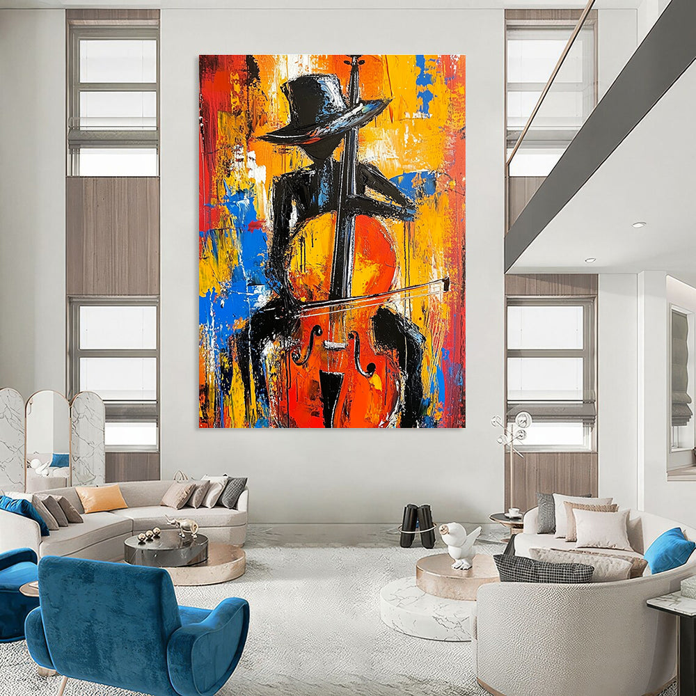 Jazz Musician Silhouette - Vivid Colorful Abstract Painting GAB0420