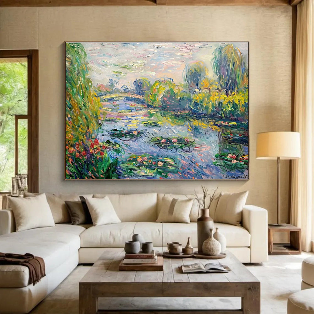 Monet - Style Water Lily Abstract Painting for Art Galleries YHT197