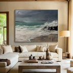 Stormy Sea Abstract Dramatic Seascape Painting for Bold Interiors YHT042