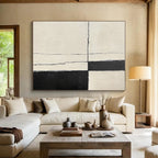 Bold Black and White Lines Abstract Painting with Structured Impact WINK178
