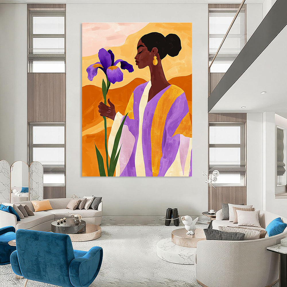 Woman with Iris Abstract Painting for Bohemian - Styled Bedrooms GAB1022