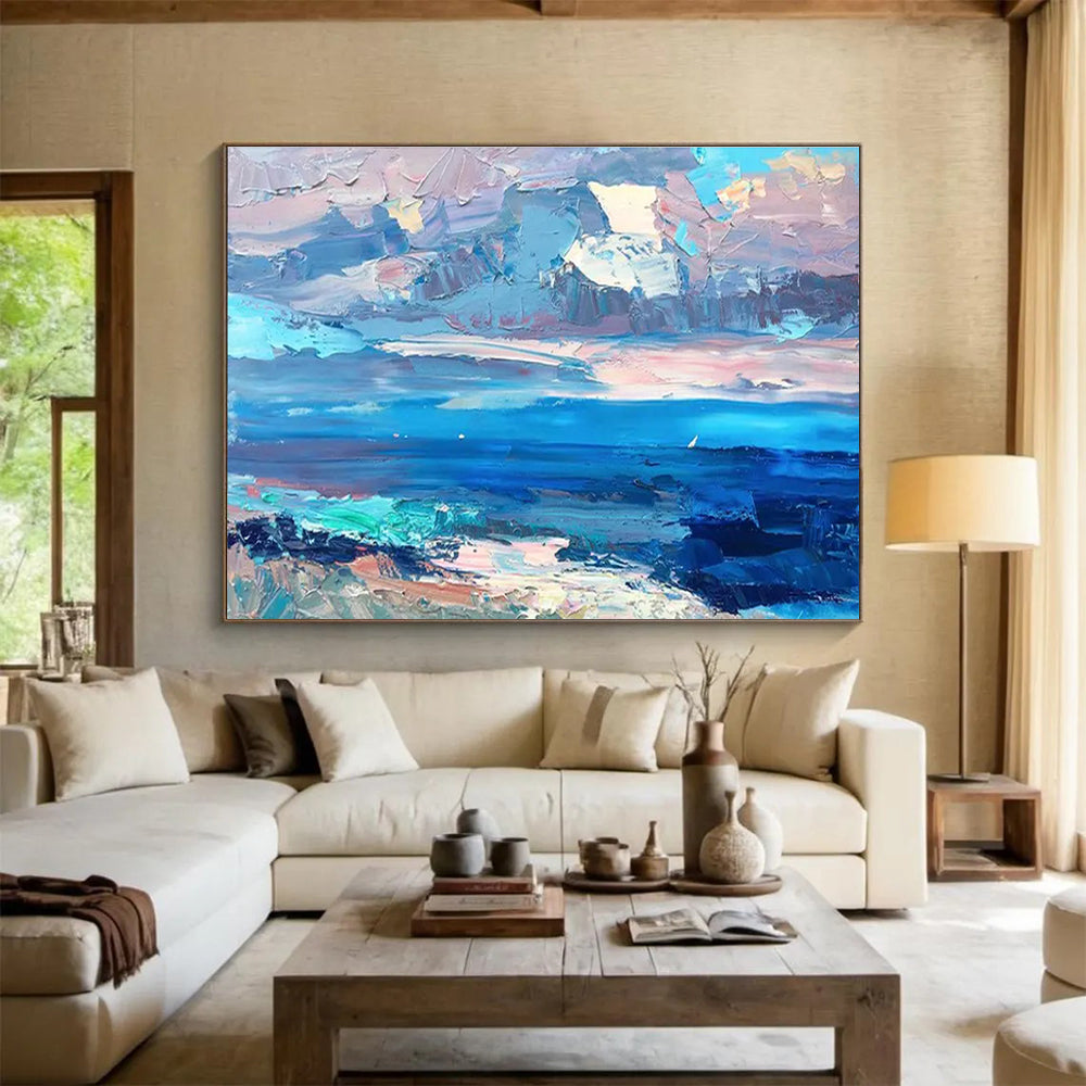 Sea and Sky Abstract Painting for Coastal Home Living Rooms YHT440