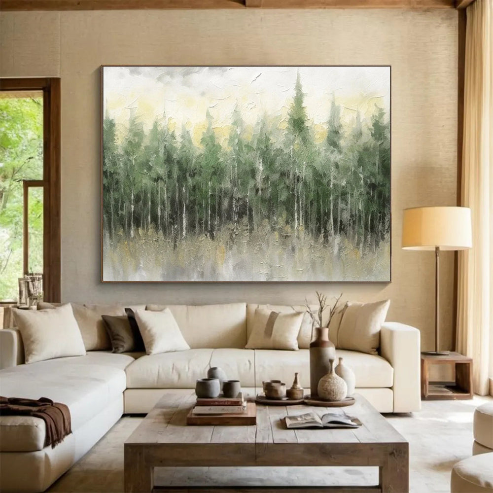 Misty Forest Abstract Painting for Enchanting Retreats YHT064