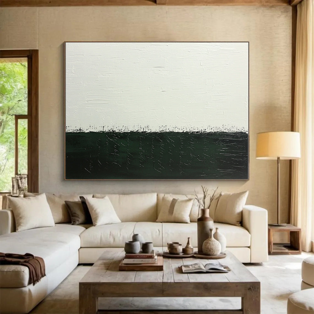 Black and White Textured Abstract Painting with Bold Contrast WINK308