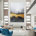 Industrial Chic Abstract Painting with Gold Drips GAB0663