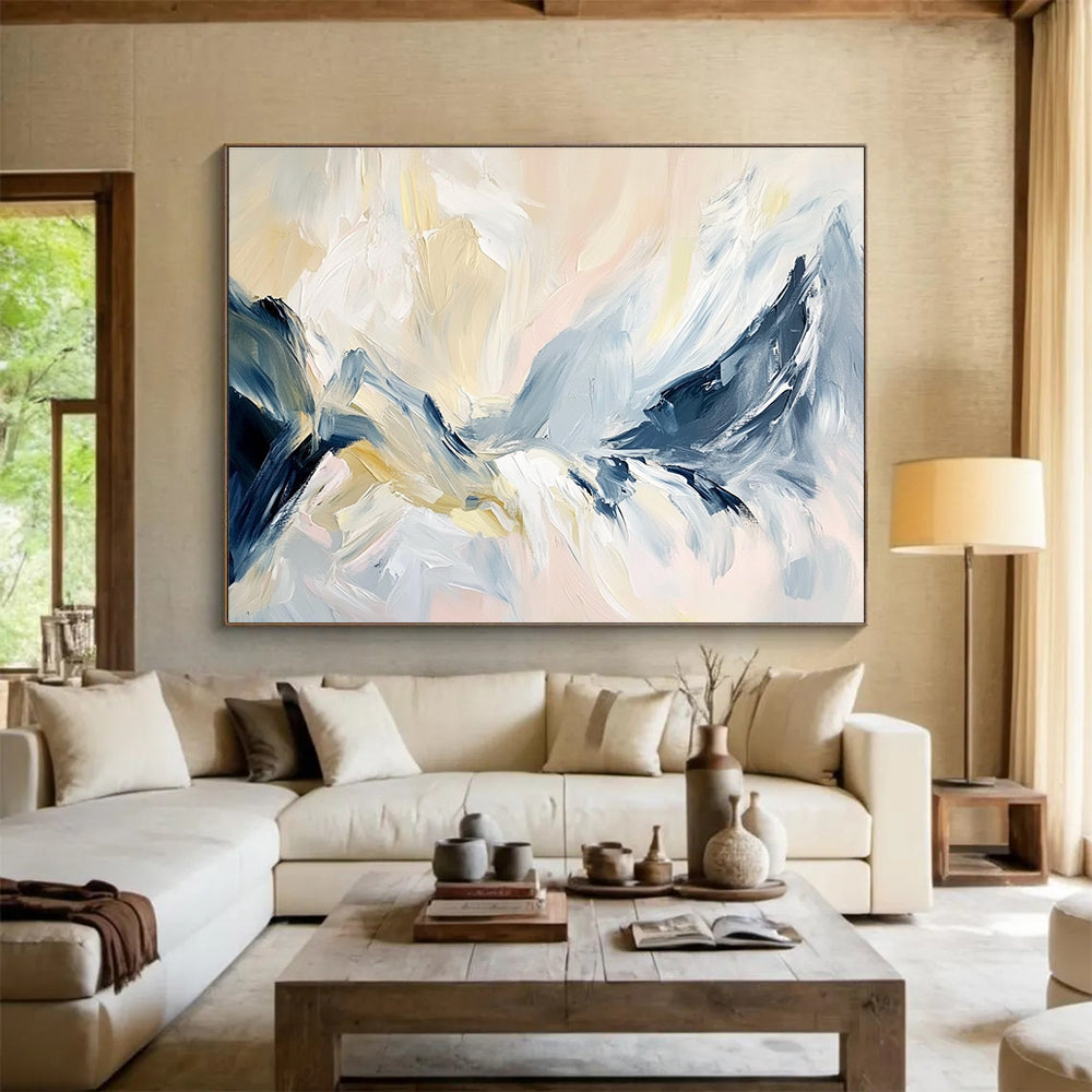 Soft Color Mountain Abstract with Gentle Brushstrokes Abstract Painting ABS358