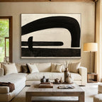 Black and White Curved Abstract Painting with Playful Shapes WINK246