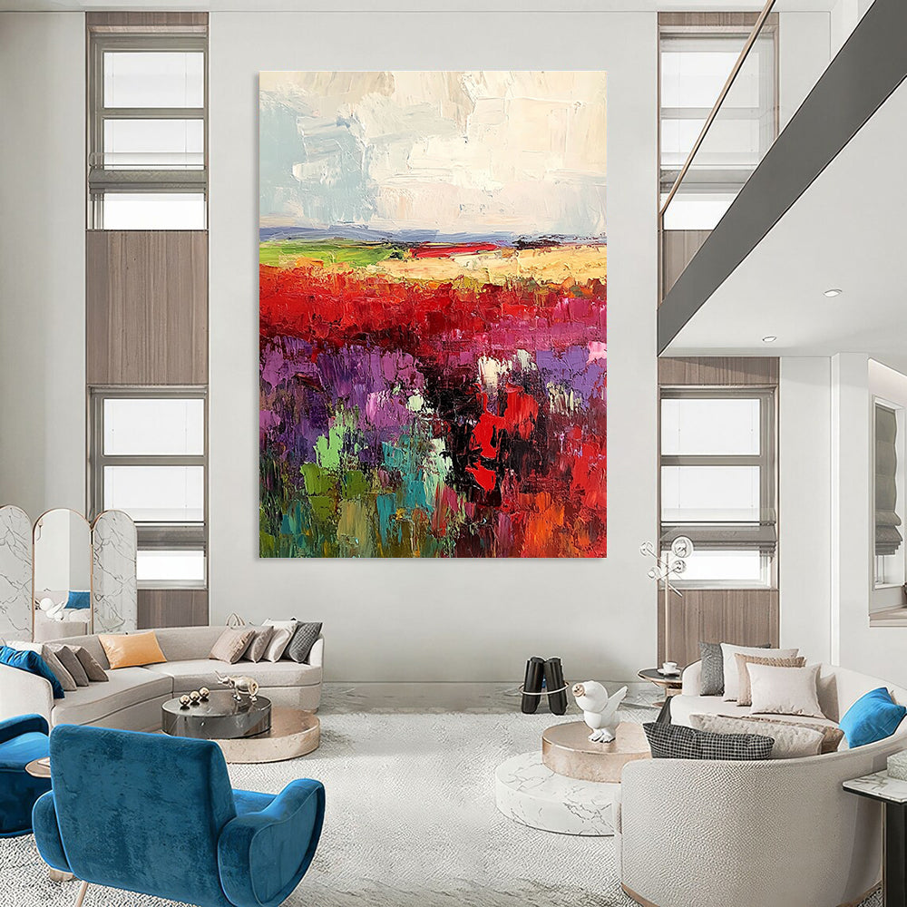 Colorful Fields Abstract - Lively Landscape Art GAB0544