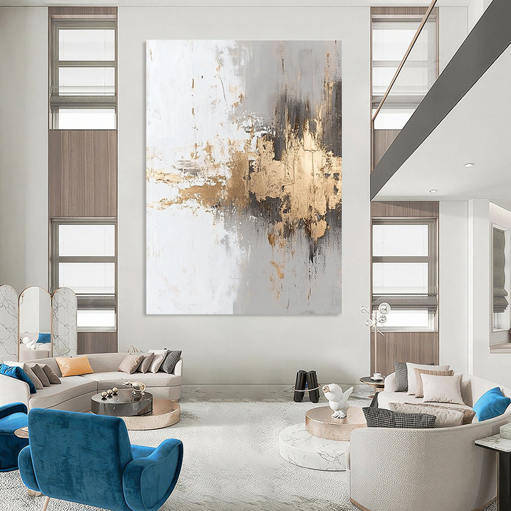 Gold Accent Abstract Painting for Modern - Styled Hallways GAB0995