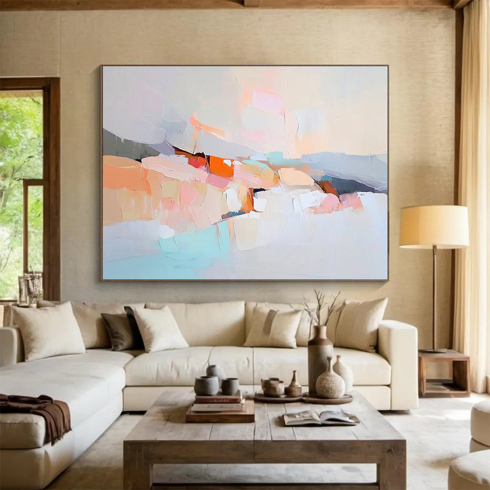 Soft Color Block Abstract Painting with Gentle, Harmonious Tones ABS511