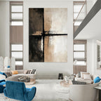 Textured Brown and Black Cross Abstract Painting for Modern Interiors GAB0680