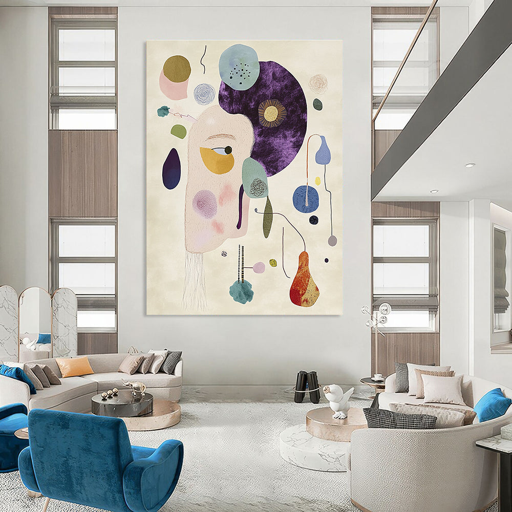 Whimsical Abstract Face Creative Abstract Painting for Eclectic Homes GAB1396