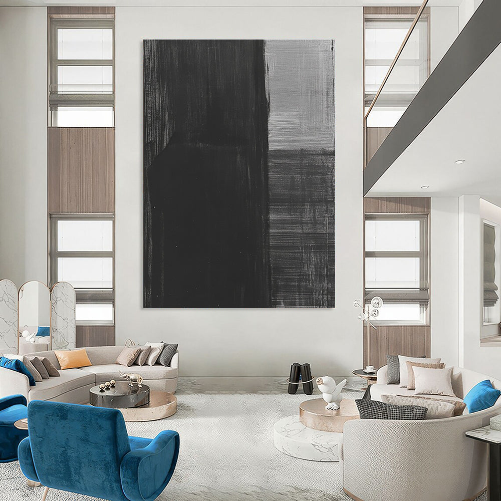 Abstract Black and Gray Painting with Textured Layers GAB0027
