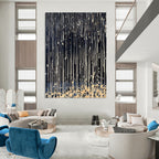 Dripping Black and White Dynamic Texture Abstract Painting GAB0276