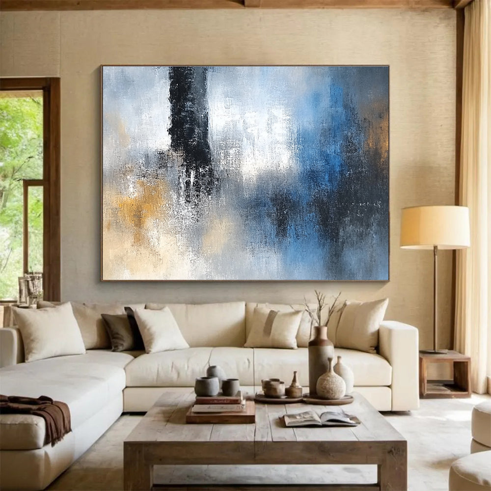 Subtle Gray - Blue Textural Abstract Painting ABS193